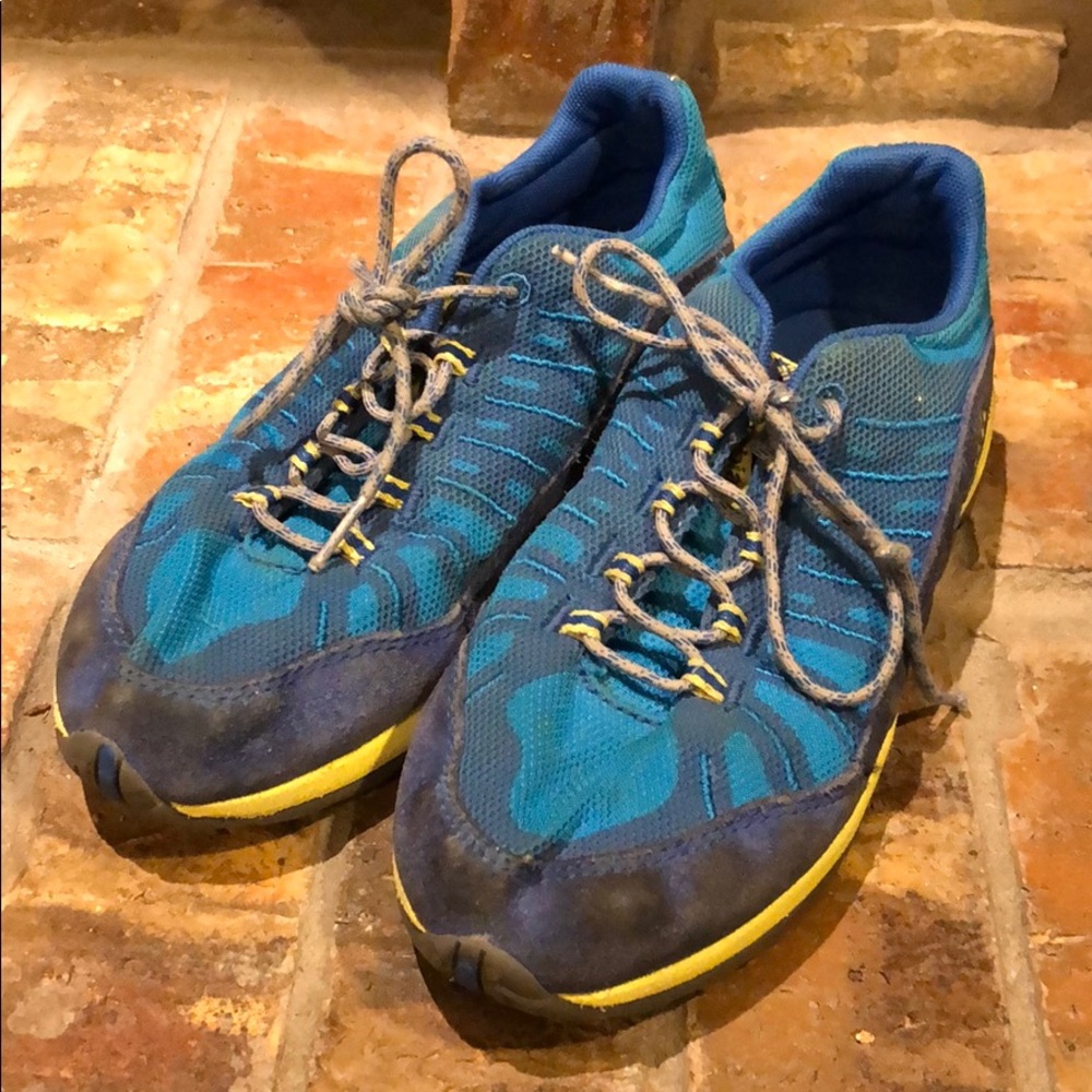 Columbia Kids Hiking Shoes Blue Yellow Sz 3